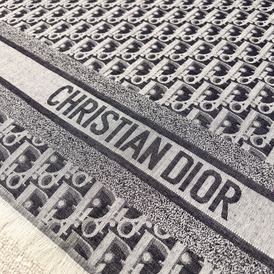 𝐃𝐢𝐨𝐫 · 23款新款牛仔系列-字母长巾海军蓝45%棉32%羊毛23%真丝