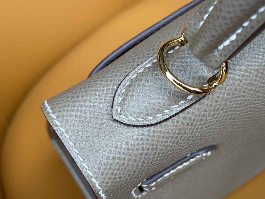 Kelly25 elephant gray epsom leather gold buckle