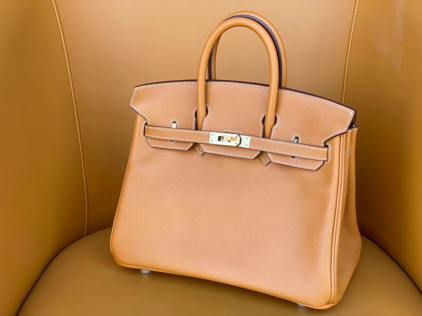 Birkin 25/30 Toffee Gold evercolor Gold buckle