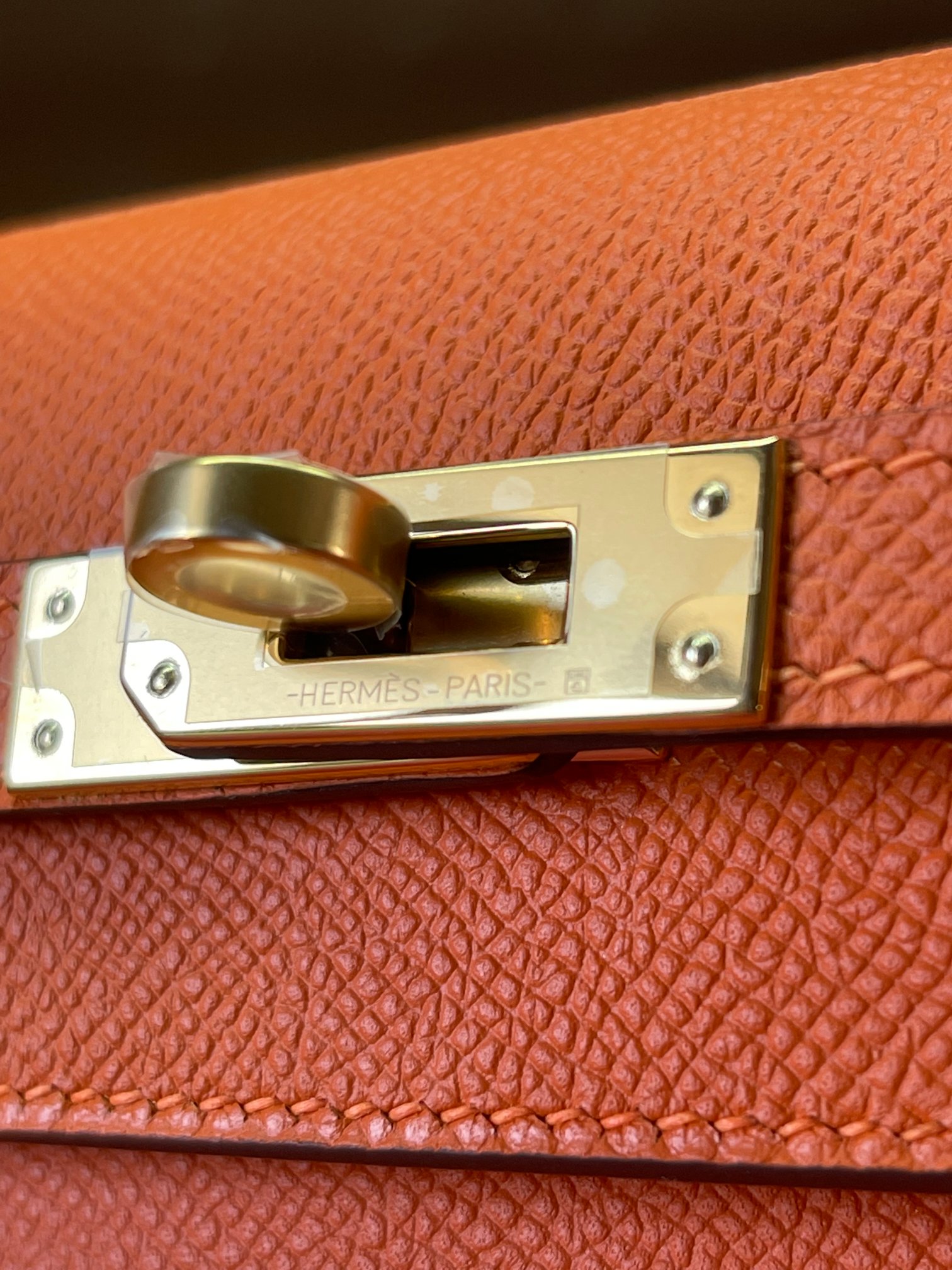 Kelly25 classic orange ep leather gold buckle