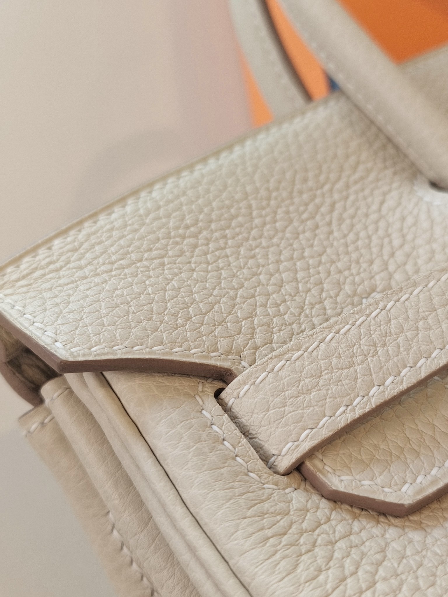 BK25 milkshake white togo leather gold buckle