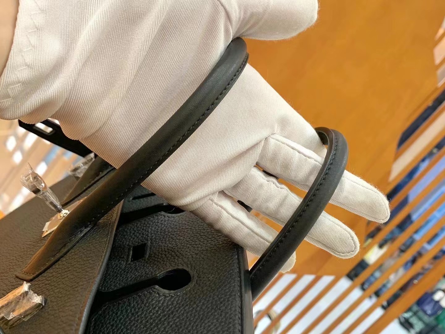 Birkin Black Silver Buckle togo French original beeswax thread