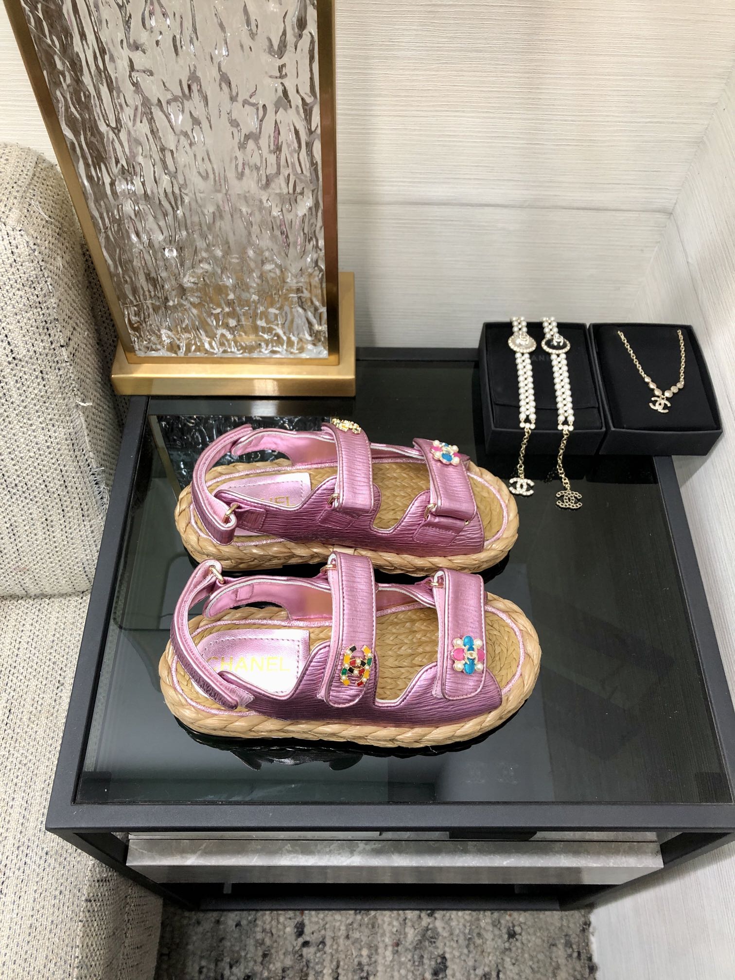 CHANEL 2023 spring and summer latest woven velcro sandals Japan imported woven materials
