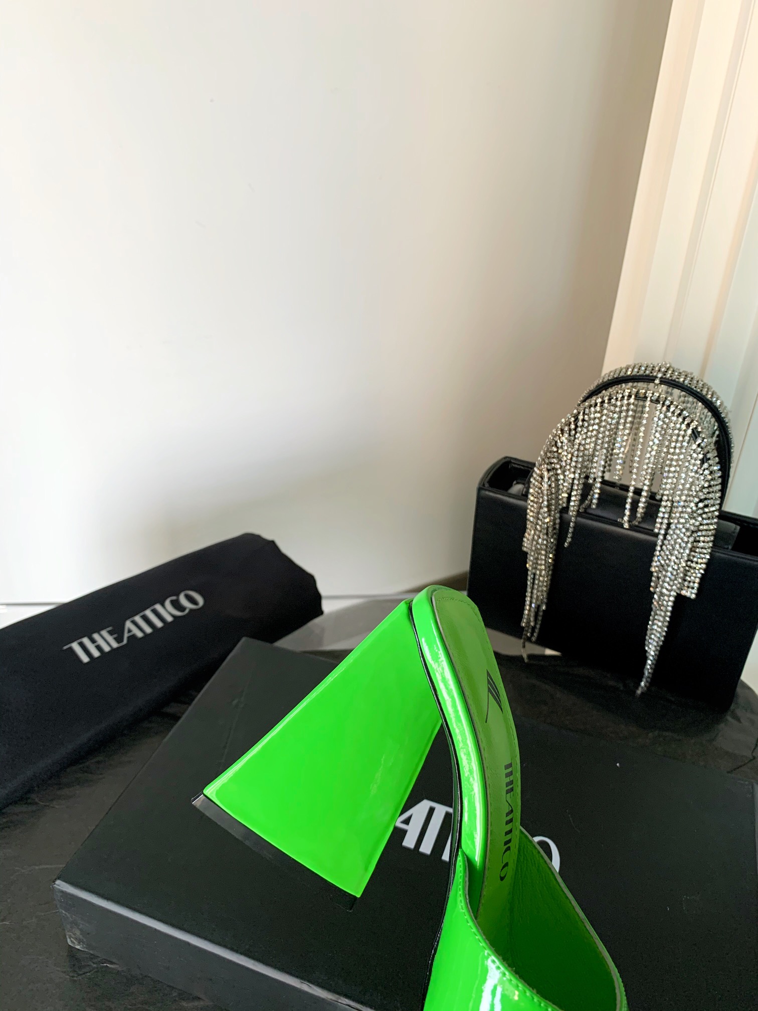 THE ATTICO | 𝟐𝟎𝟐𝟏/𝐒𝐒 𝐧𝐞𝐰 The attico triangle heel sandals lined with sheepskin leather genuine leather outsole