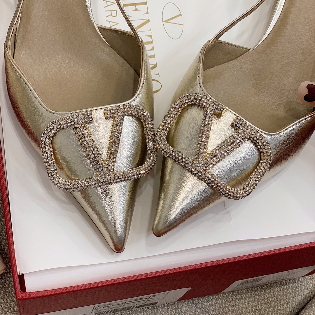 【Valentino】Valentino highest version of kitten heel sandals custom original top calfskin