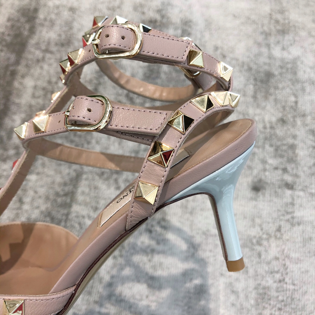 Valentino VT Collection Triple Strap Mid Heel 6.5cm Patent Leather Blue