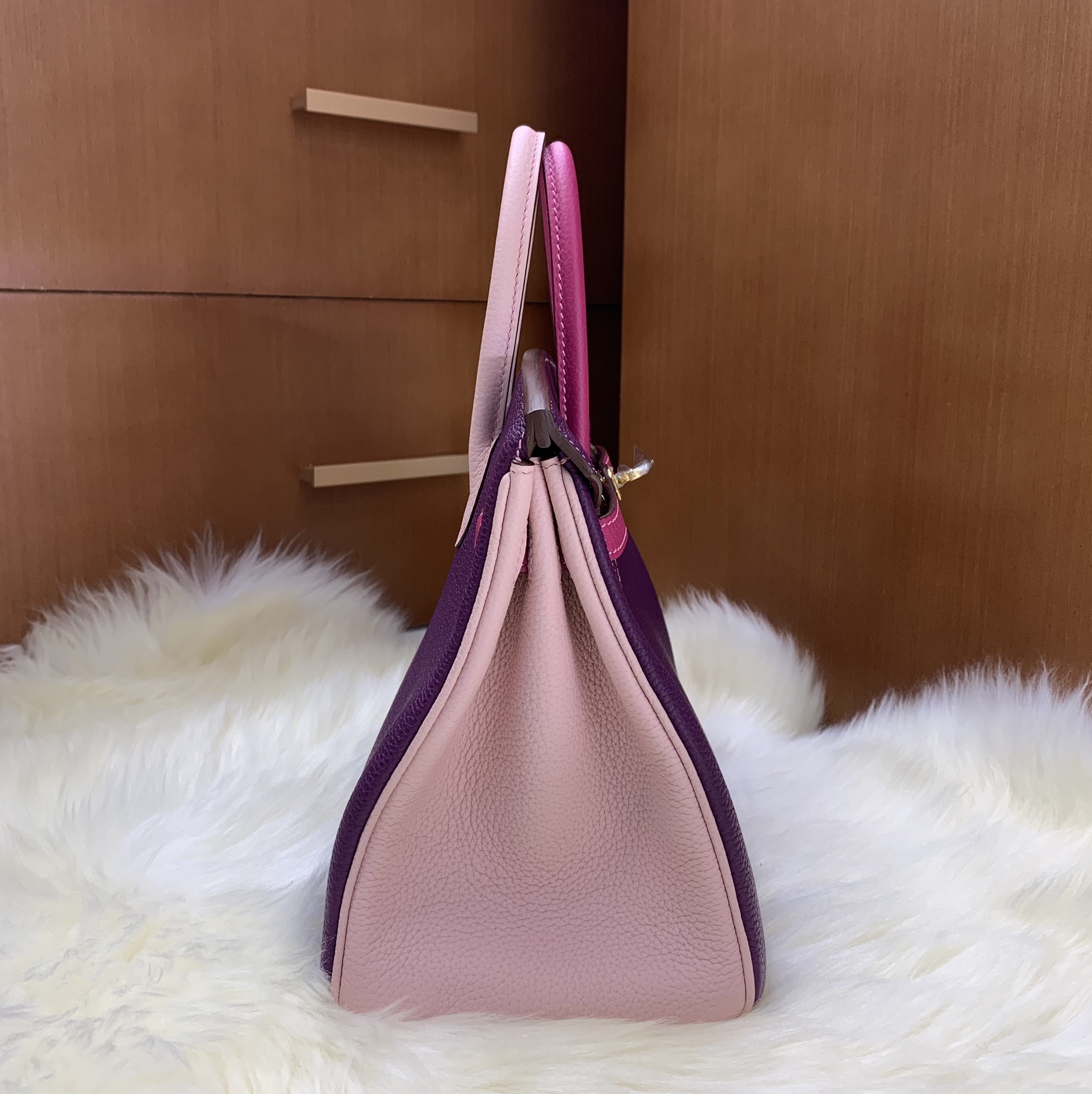 Birkin 25cm togo leather Anemone purple ➕ Rose red ➕ 3Q pink Gold buckle