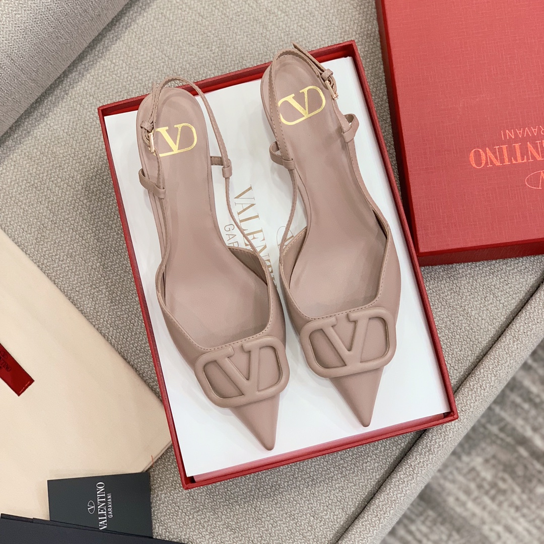 【Valentino】Valentino highest version of kitten heel sandals custom original top calfskin