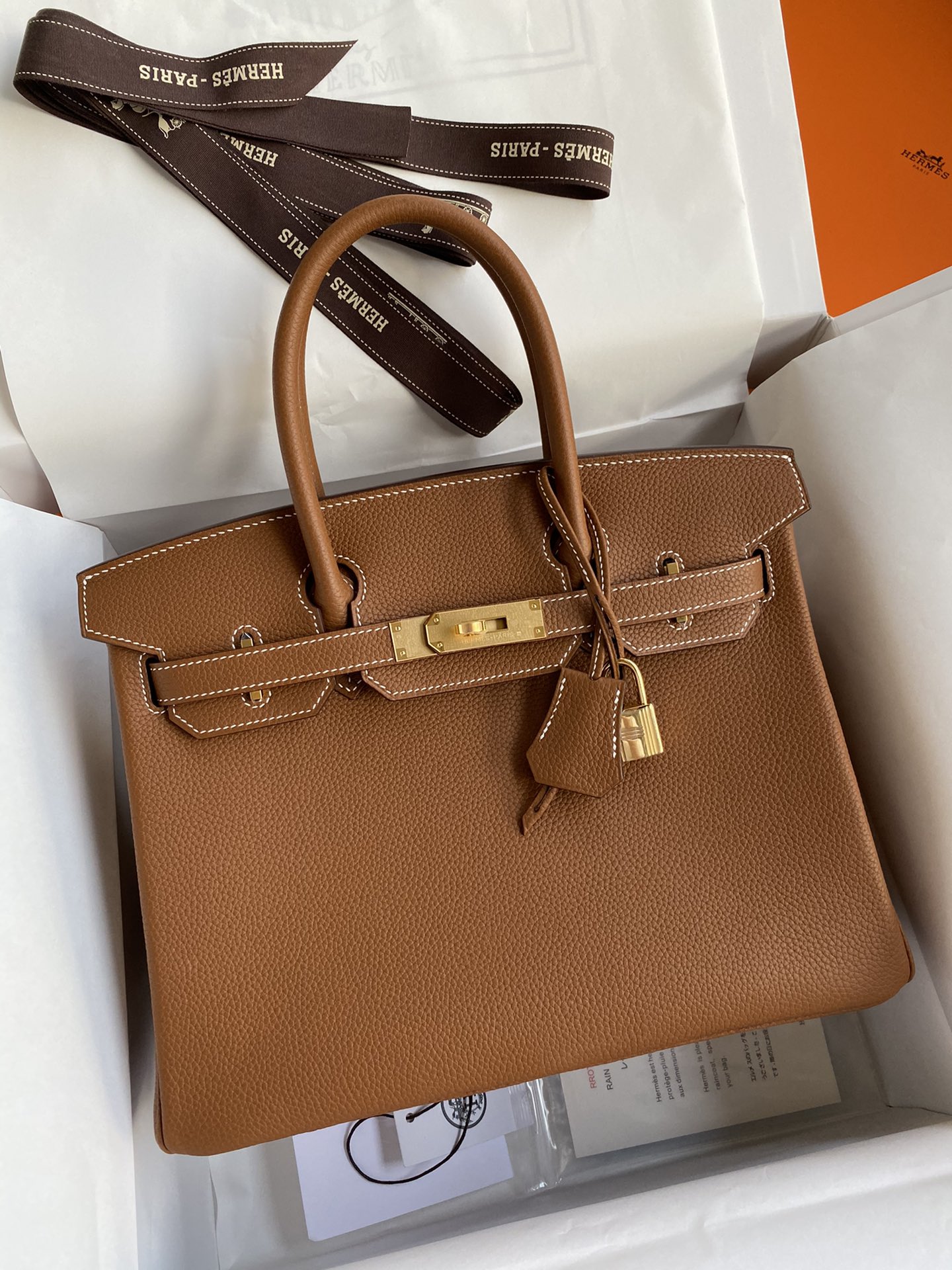 Birkin 25/30/35cm imported Togo leather gold brown gold buckle