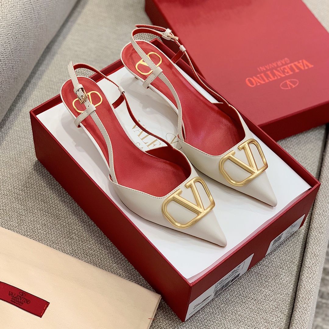 【Valentino】Valentino highest version of kitten heel sandals custom original top calfskin