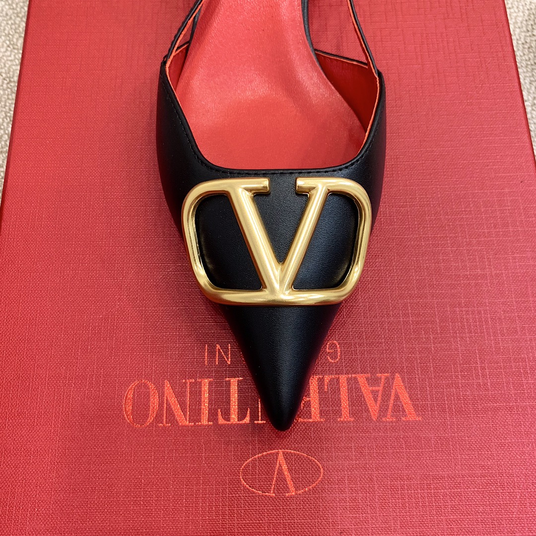 【Valentino】Valentino highest version of kitten heel sandals custom original top calfskin