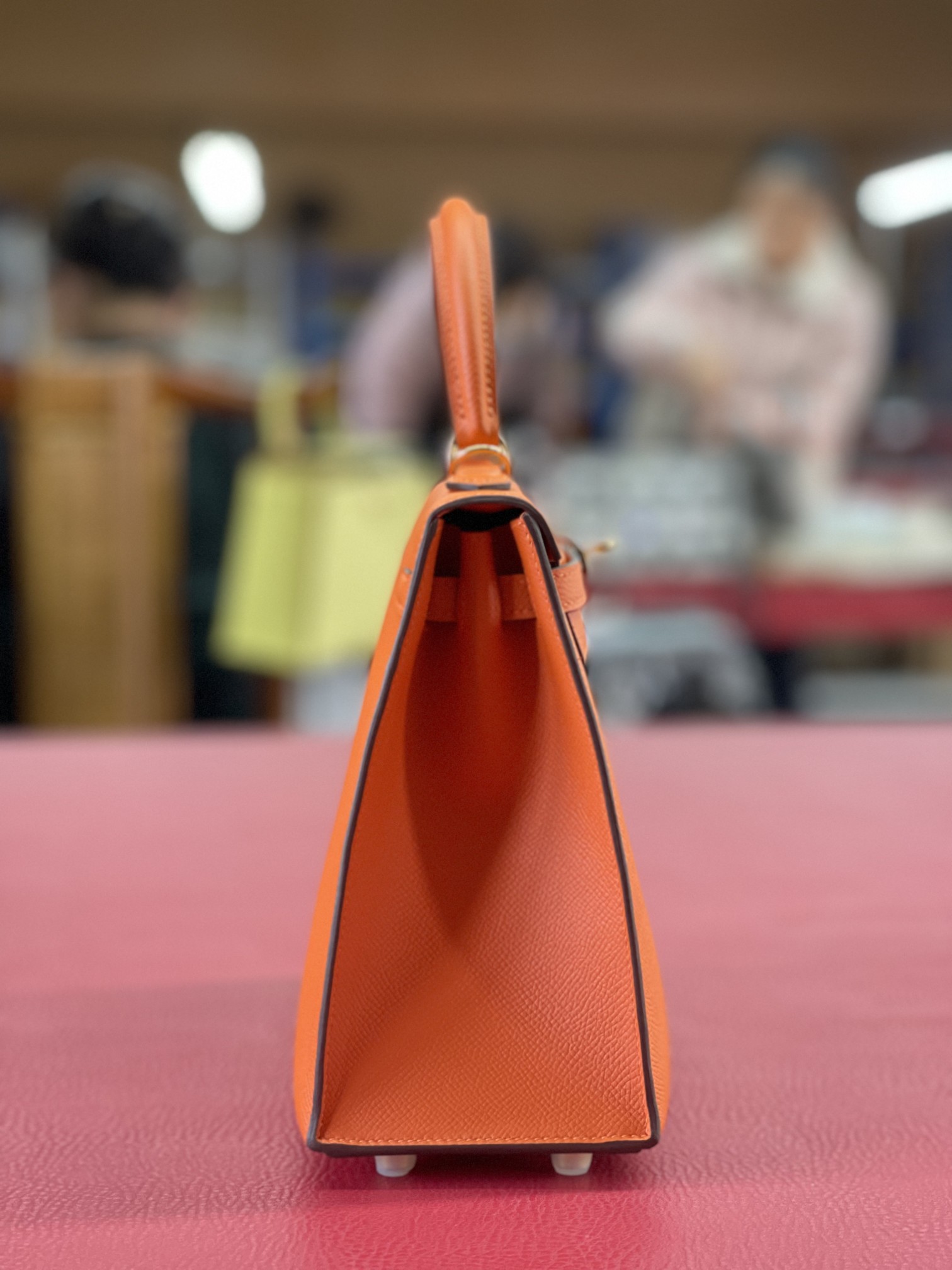 Kelly25 classic orange ep leather gold buckle