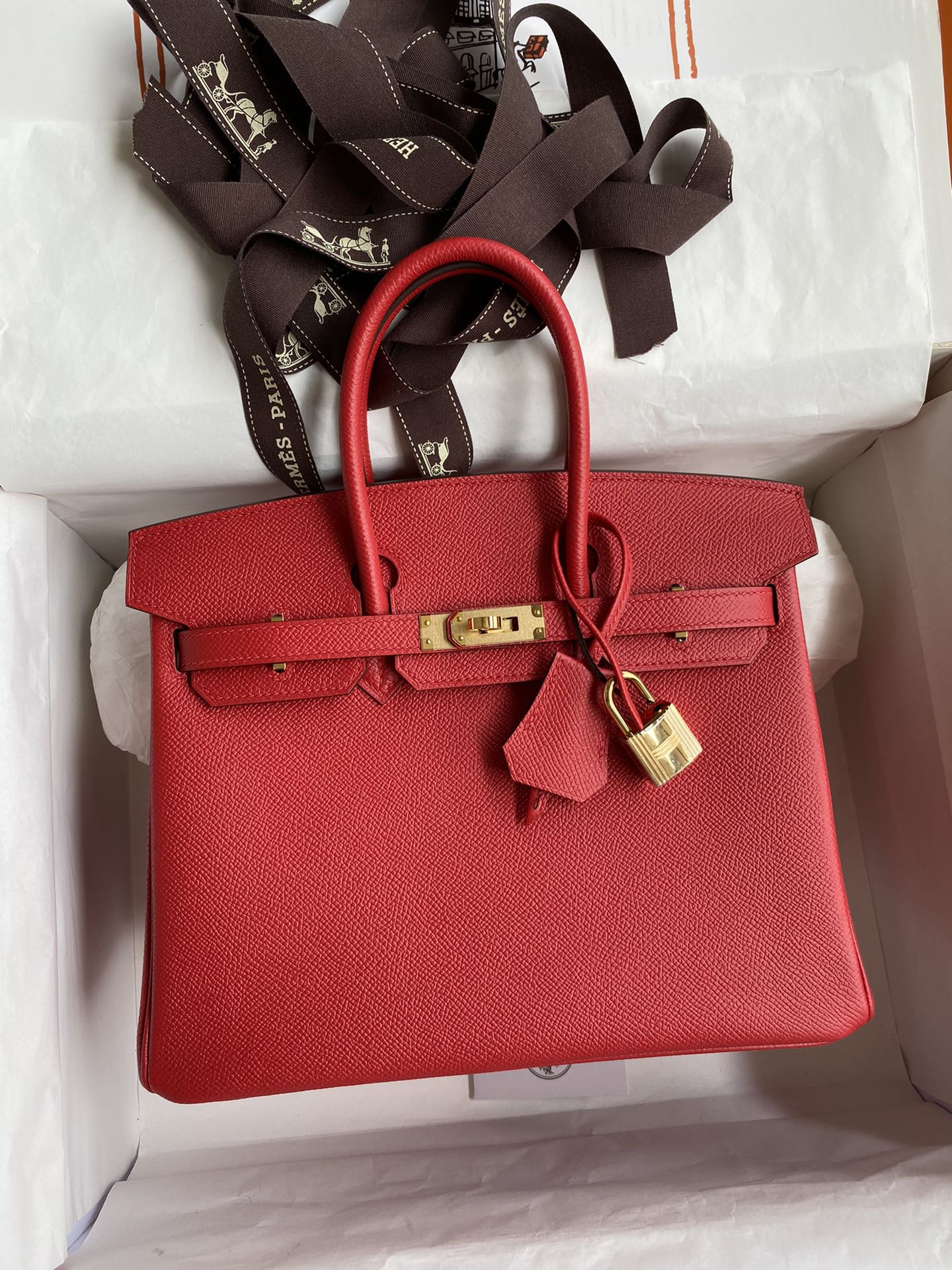 Birkin 25cm Epsom Leather National Flag Red Gold Buckle
