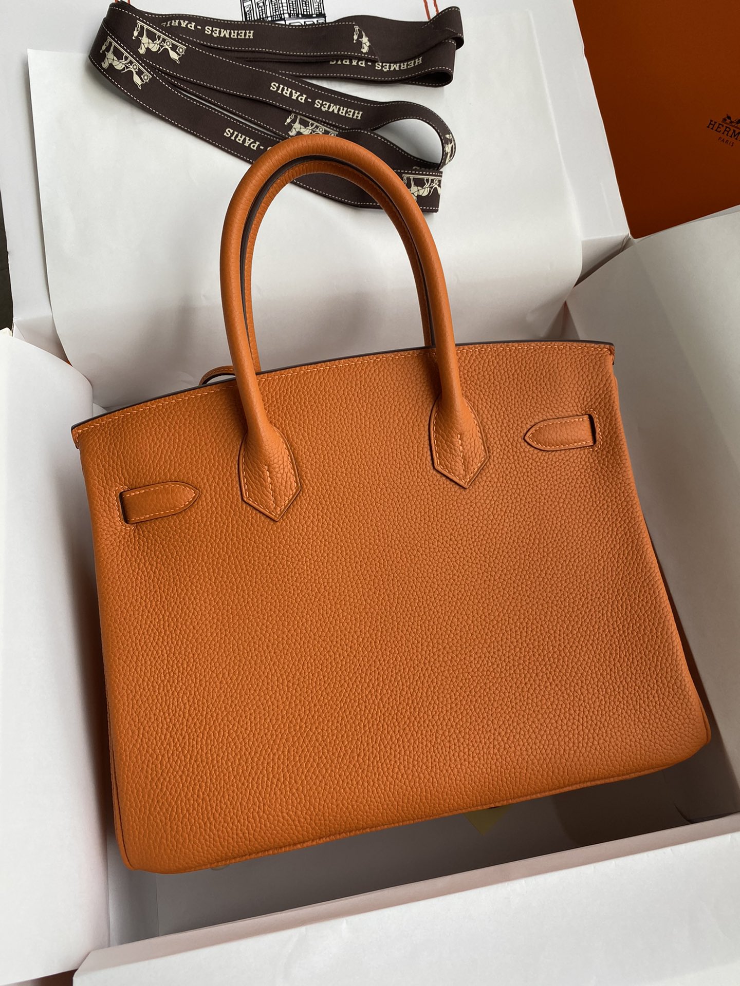 Birkin 25/30/35cm Imported Togo leather Orange Gold buckle
