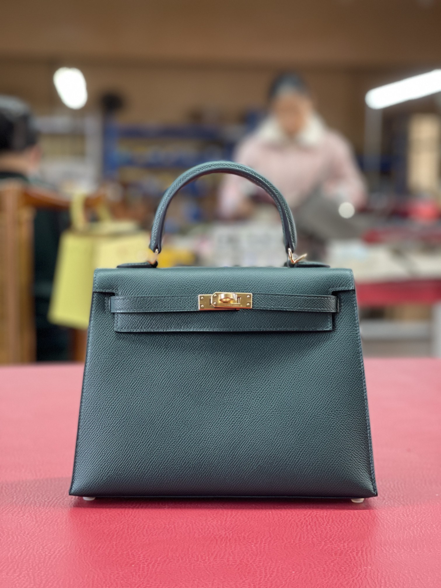 Kelly25 British green ep leather gold buckle