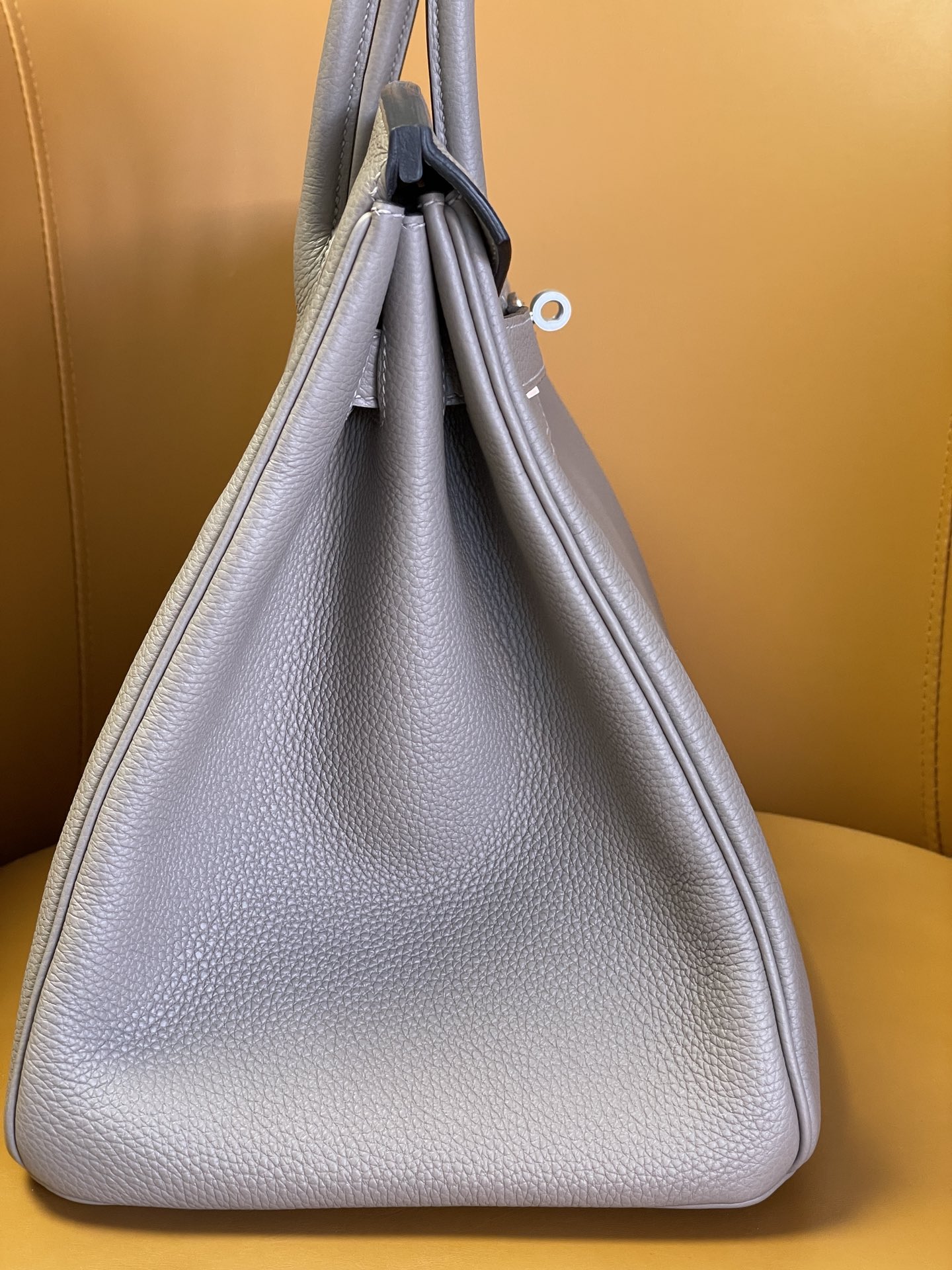 Birkin35 asphalt gray interior with denim blue togo leather silver buckle