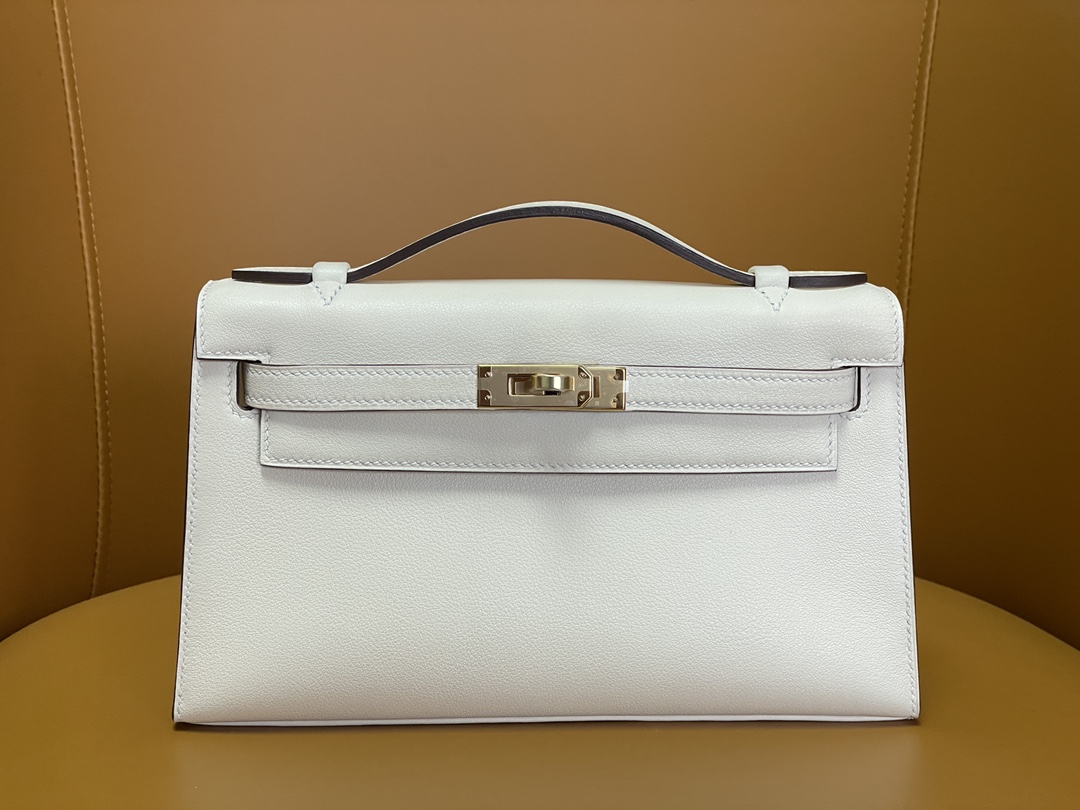 Mini kelly generation cream white Swift gold buckle