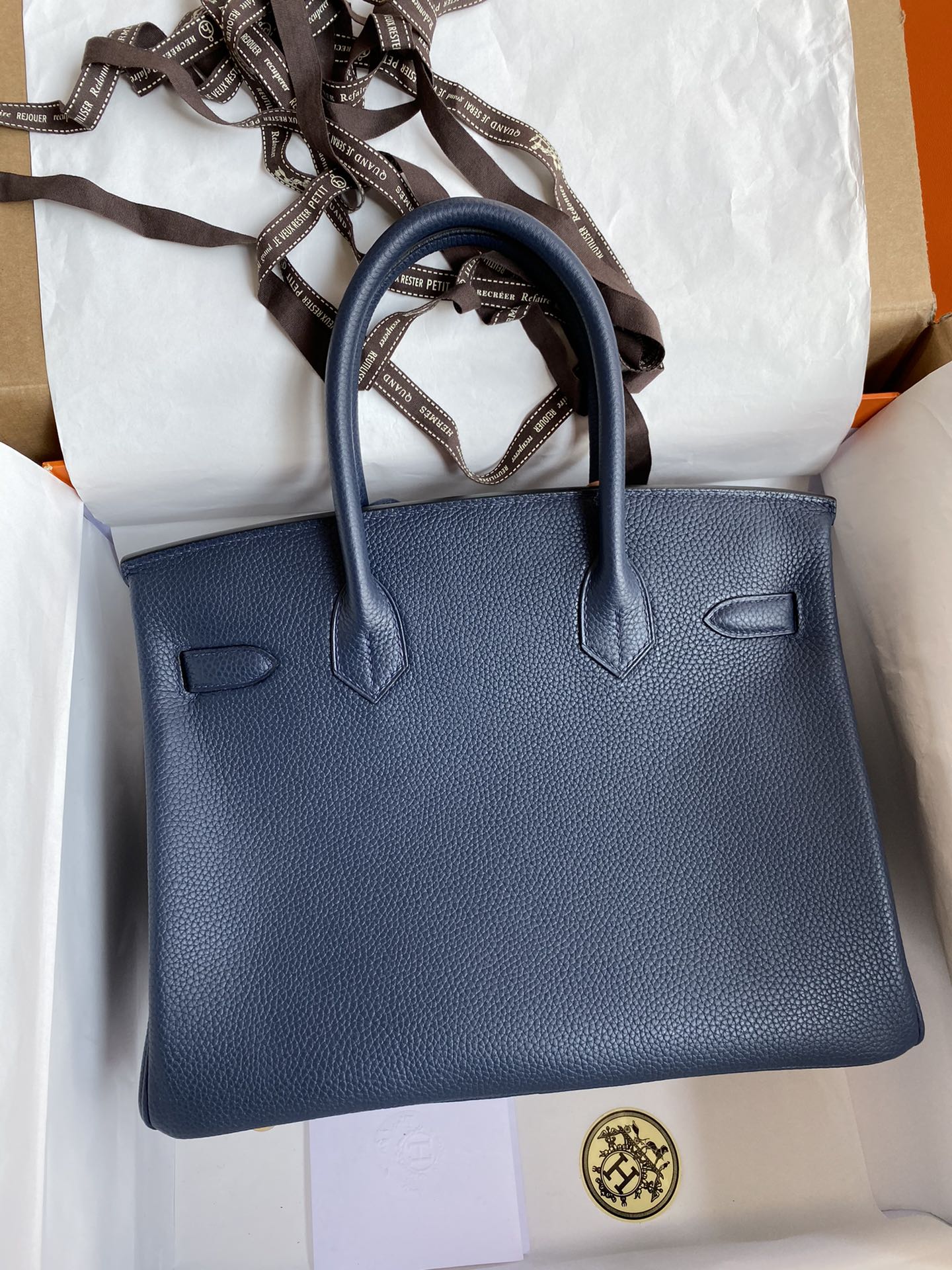 Birkin 25/30/35cm imported Togo leather dark blue gold buckle