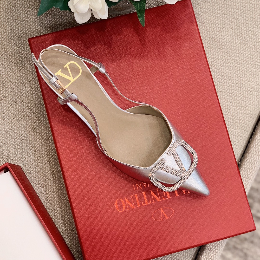 【Valentino】Valentino highest version of kitten heel sandals custom original top calfskin