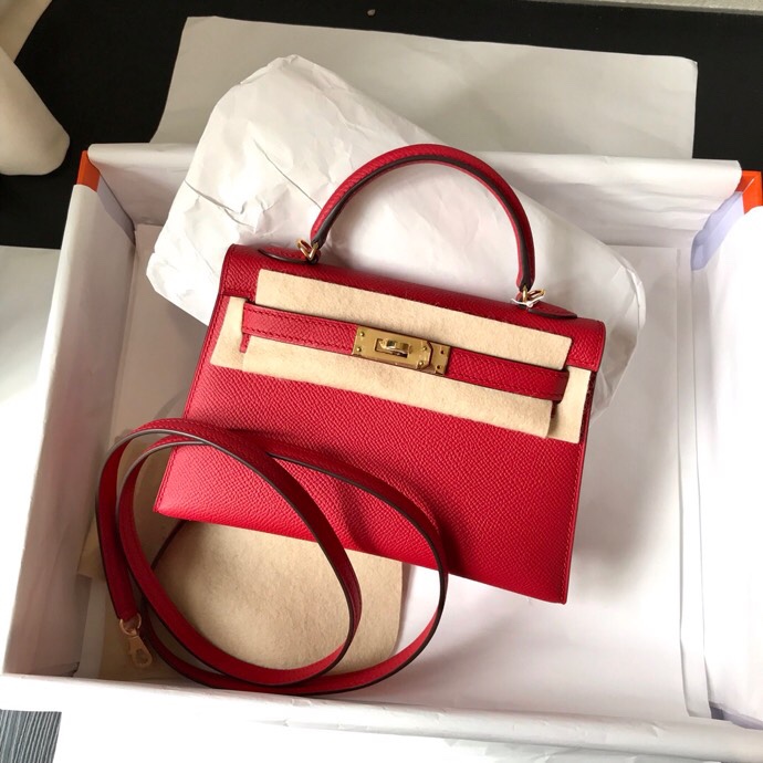 Mini second generation Q5 national flag red original epsom leather gold buckle silver buckle