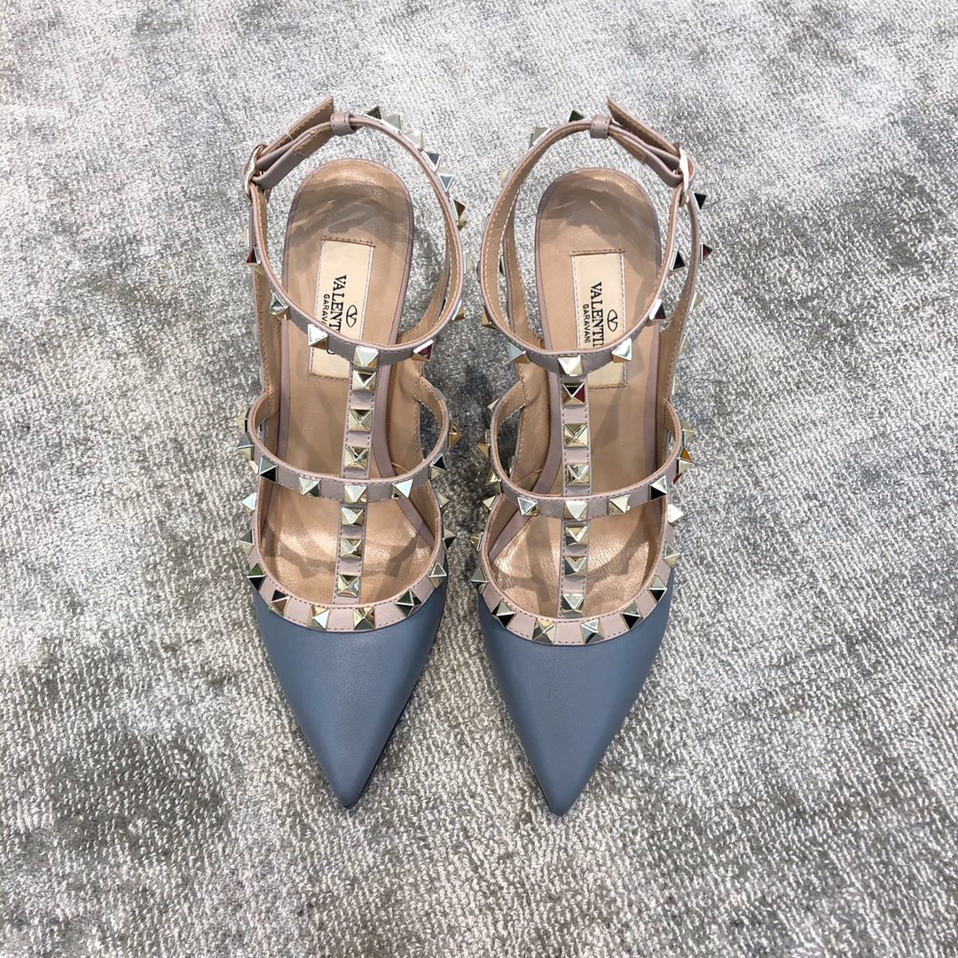 Valentino VT Collection Two Strap Mid Heel 10cm Haze Blue