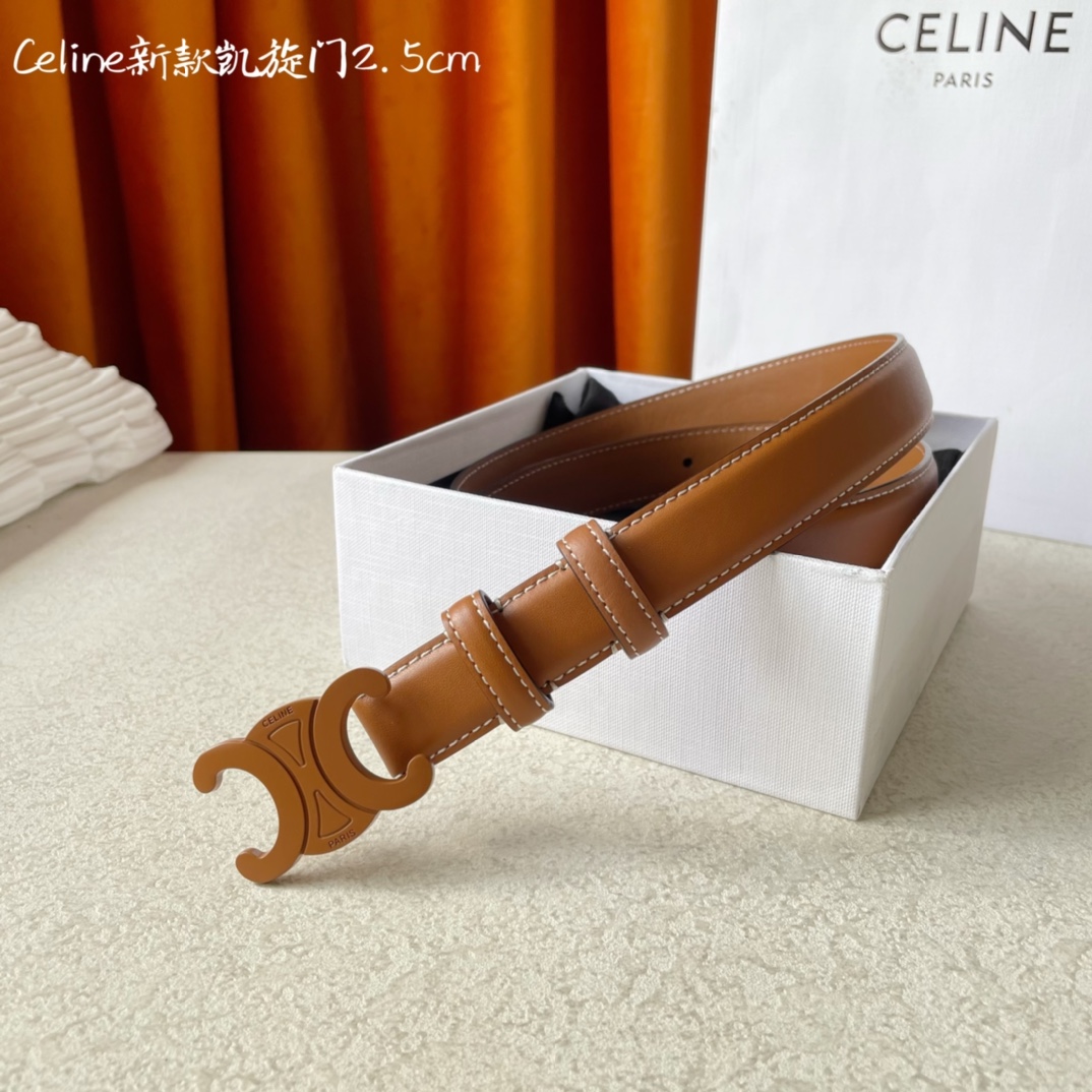 CELINE new leather Arc de Triomphe buckle ladies belt