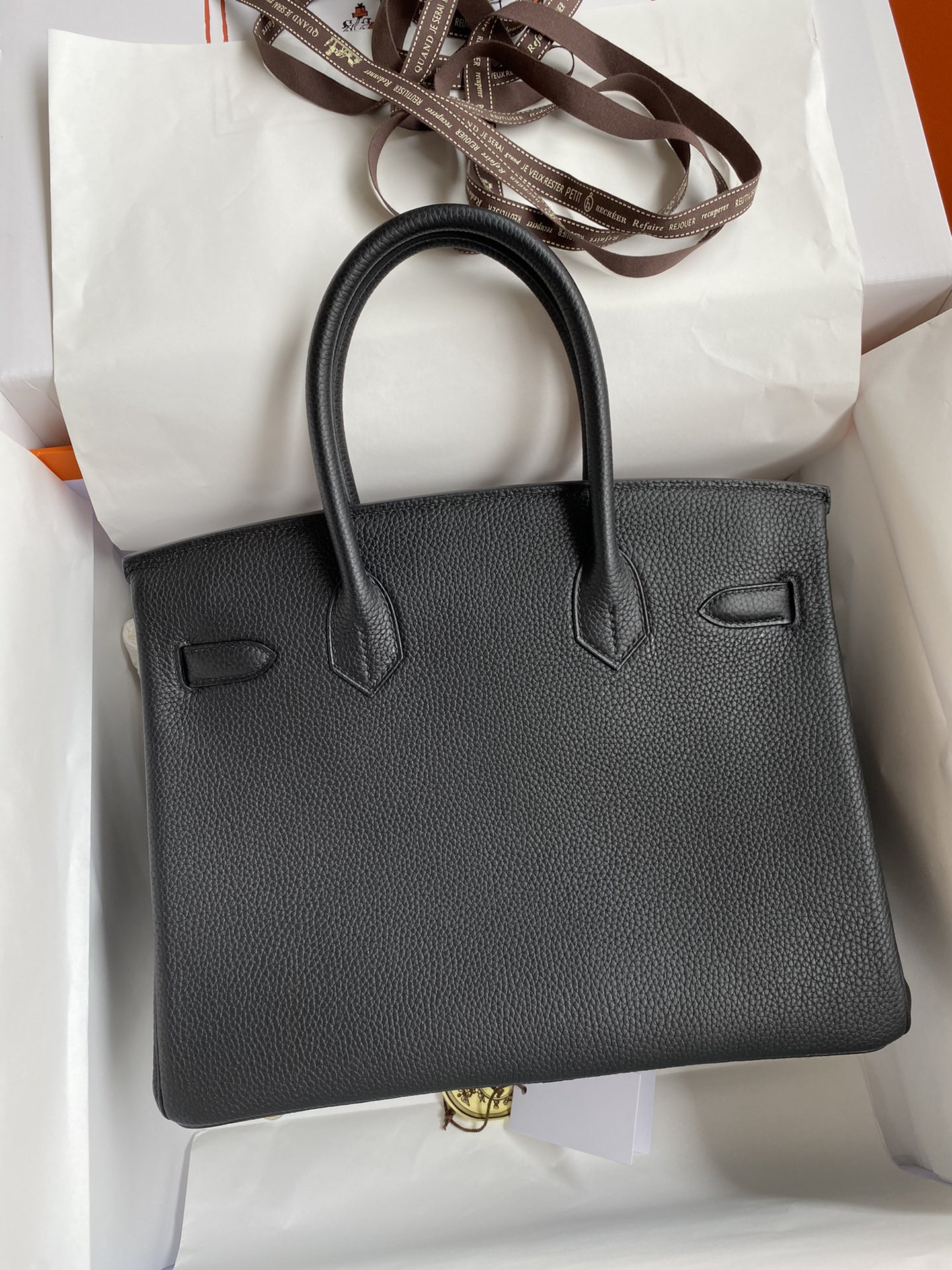 Birkin 25/30/35cm imported Togo leather black gold buckle