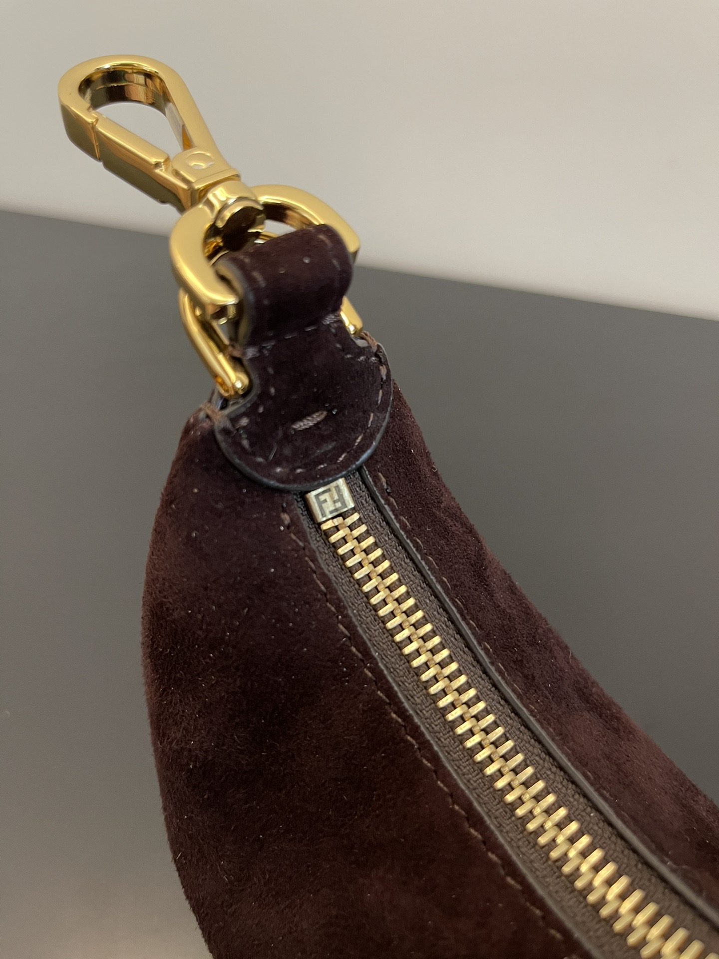 FENDI praphy underarm bag sheep skin coffee
