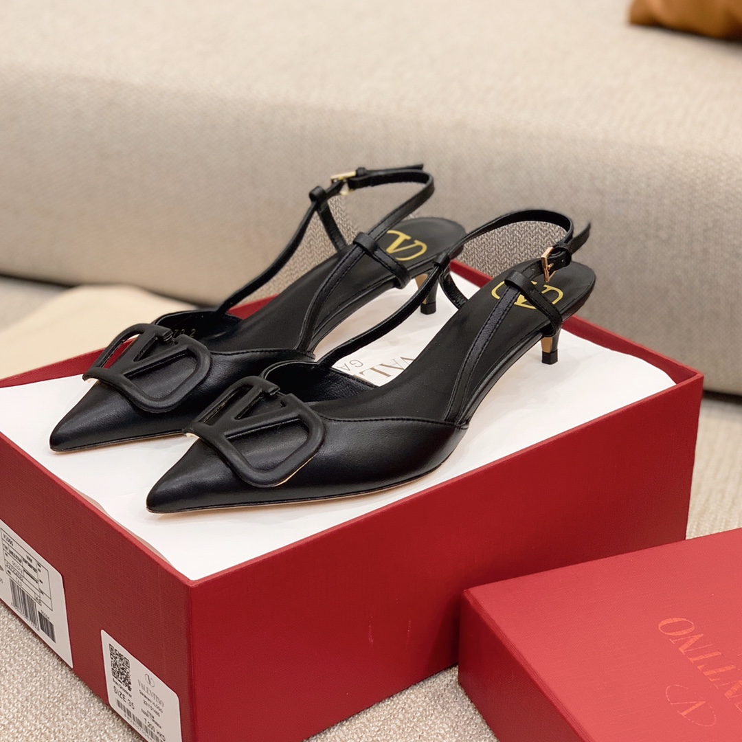 【Valentino】Valentino highest version of kitten heel sandals custom original top calfskin