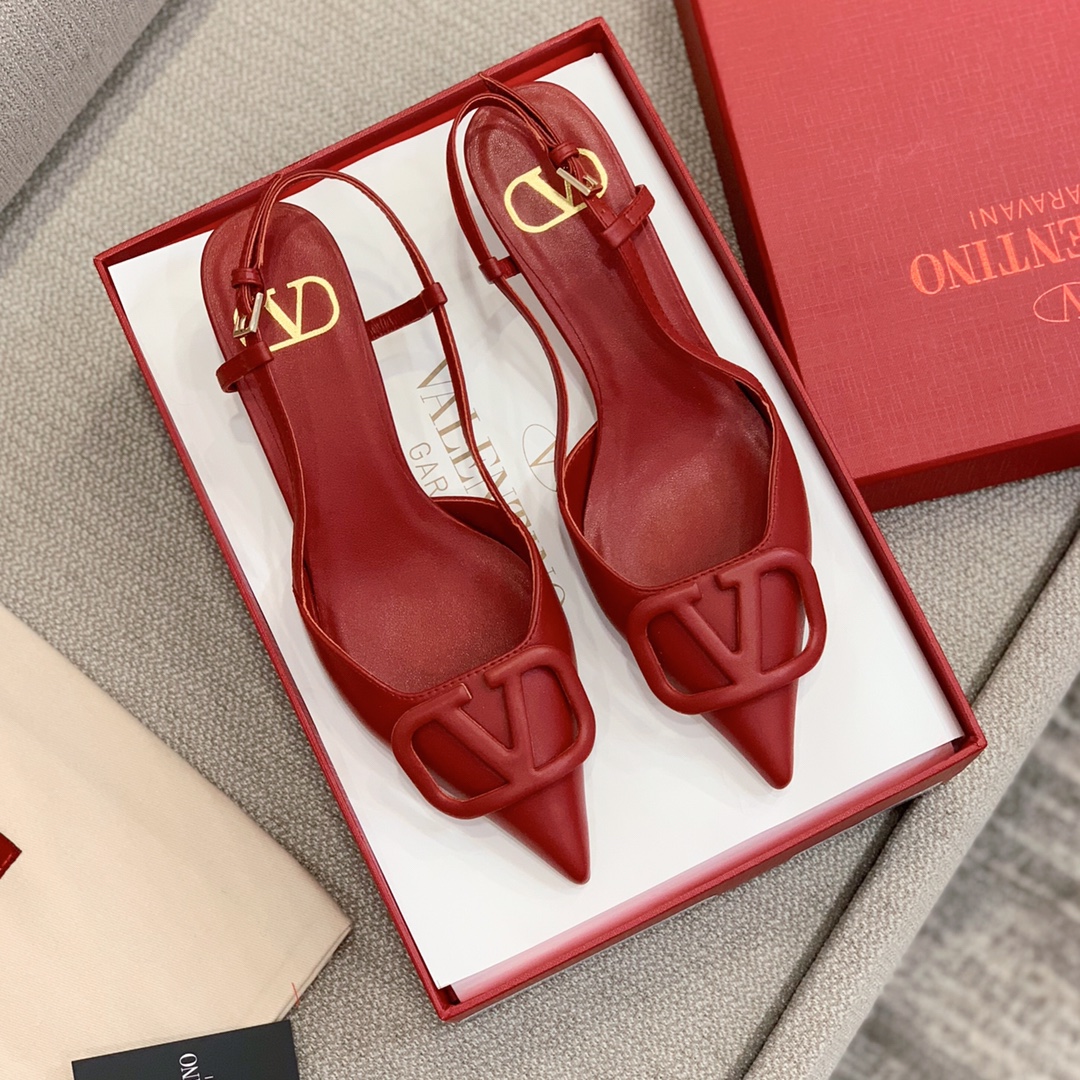 【Valentino】Valentino highest version of kitten heel sandals custom original top calfskin