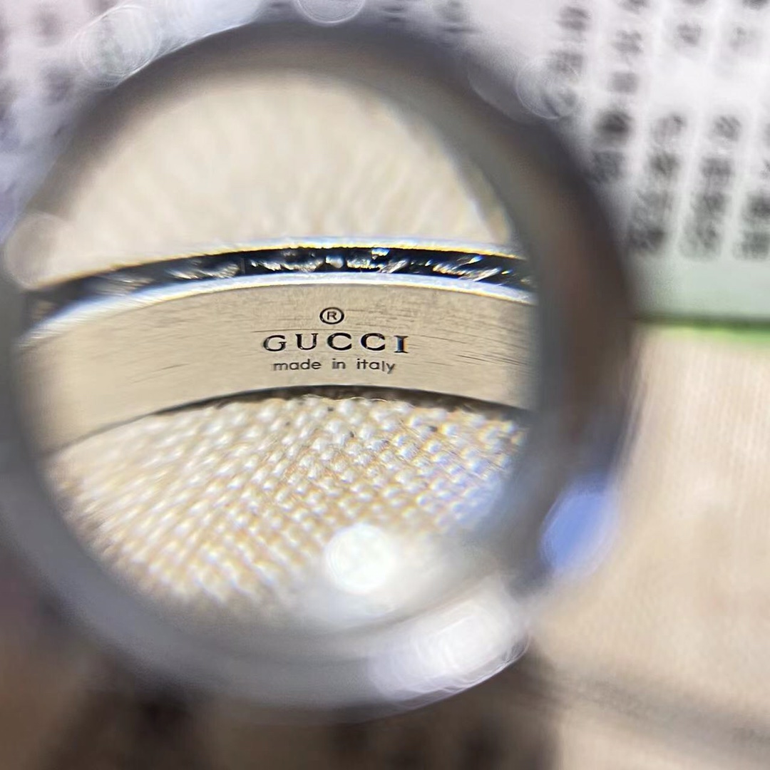 𝐆𝐮𝐜𝐜𝐢 Black Marble Wide Narrow Couple Matching Ring