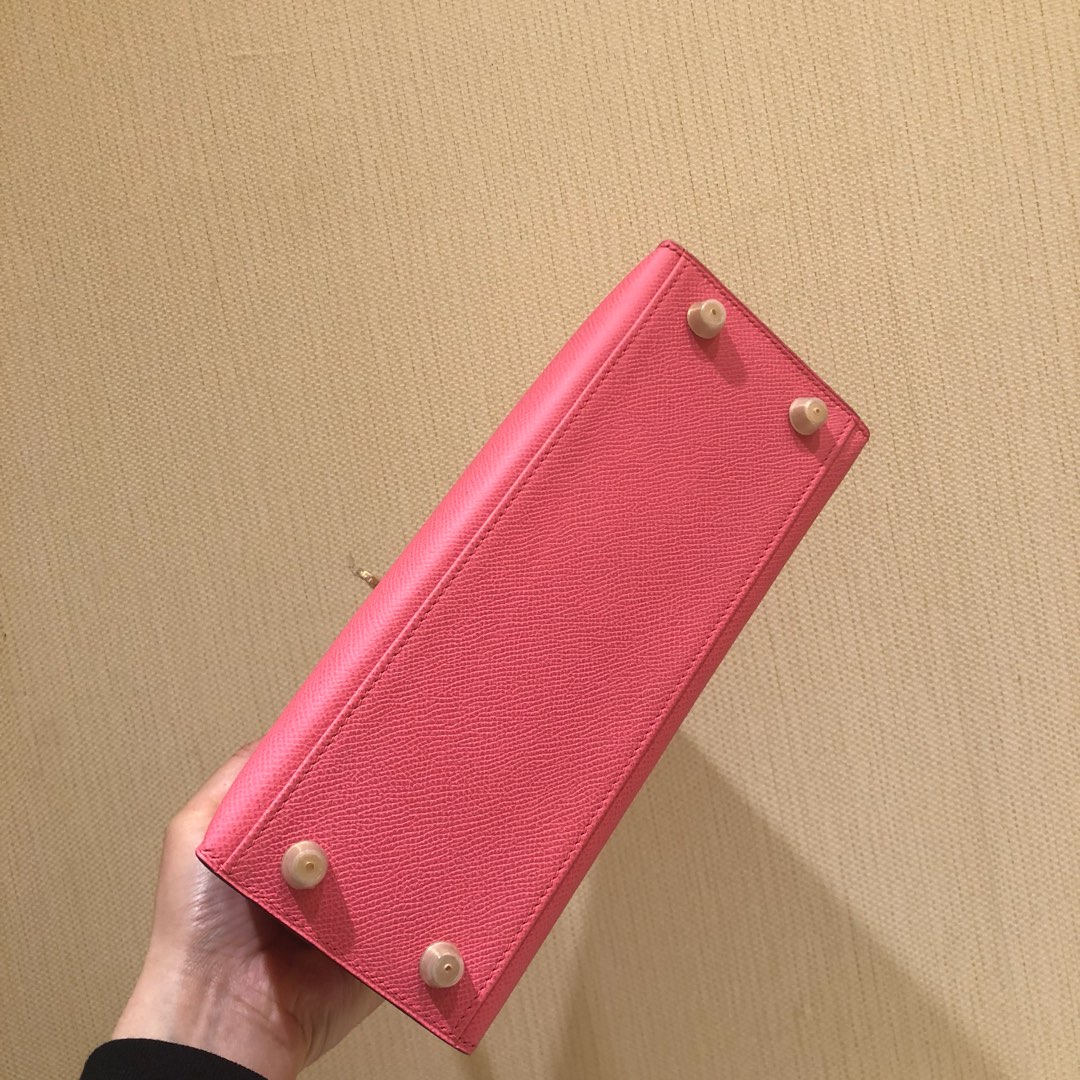 Kelly25cm epsom gold buckle lipstick powder and elephant gray