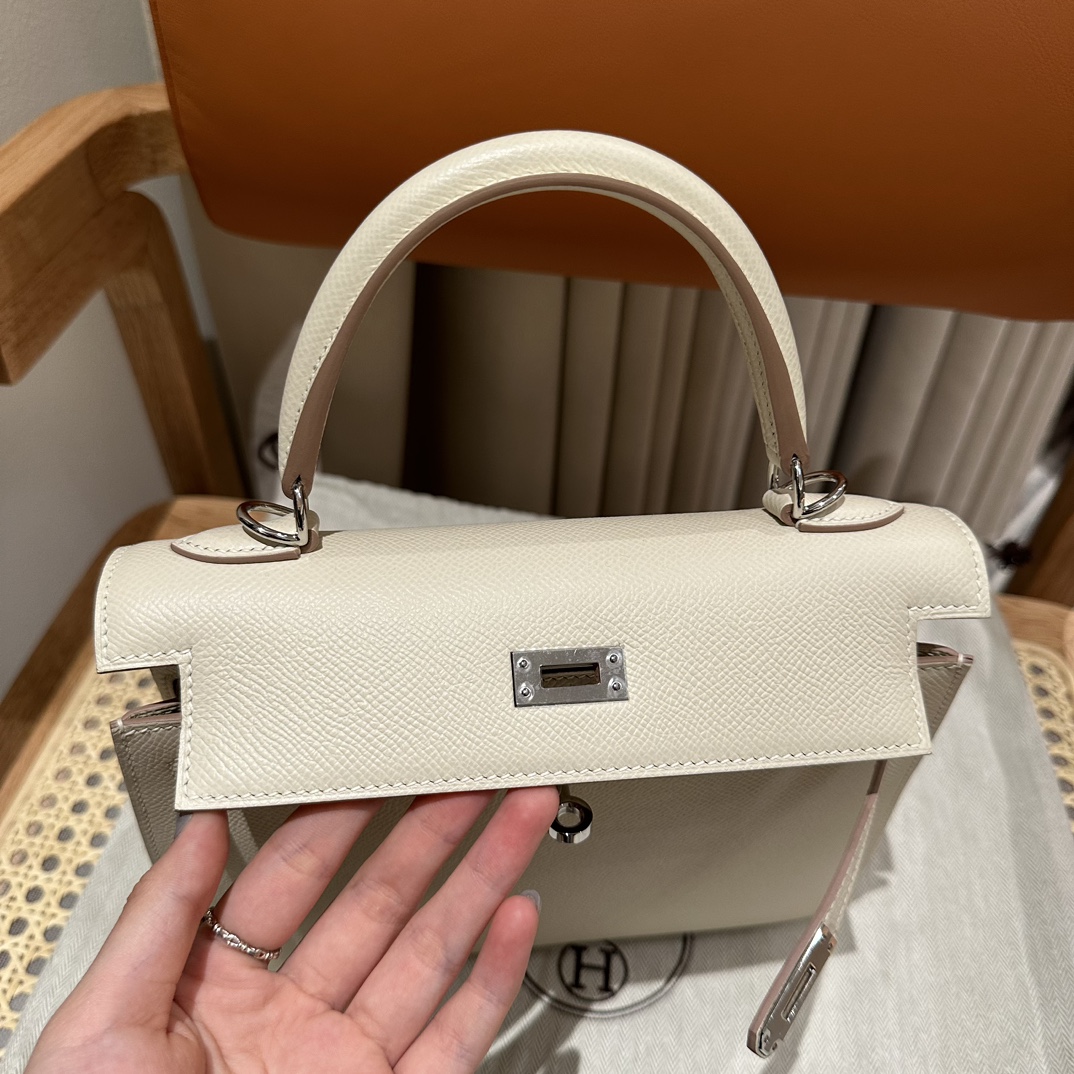KellyKelly25cm, Milkshake White, Palm Leather, Silver Buckle