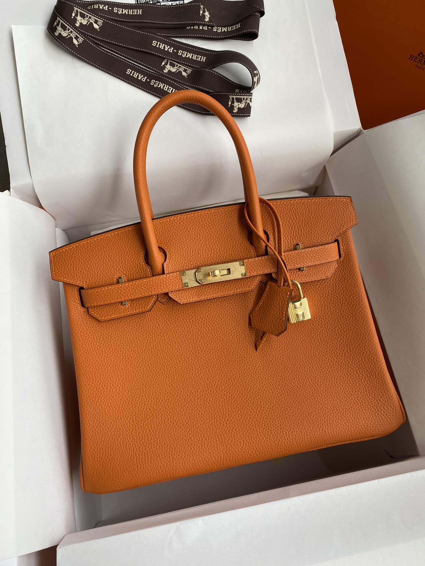 Birkin 25/30/35cm Imported Togo leather Orange Gold buckle