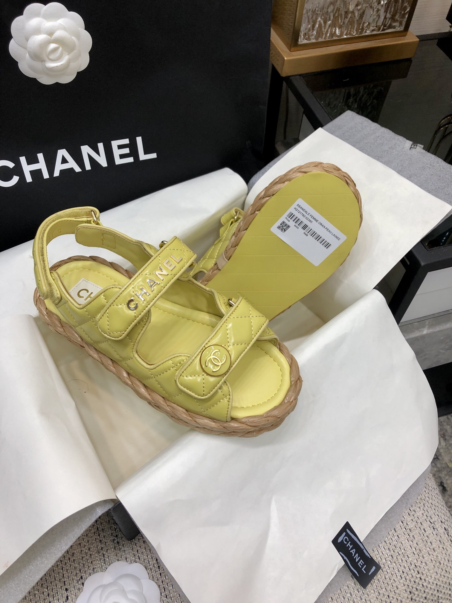 CHANEL 2023 spring and summer latest woven velcro sandals Japan imported woven materials