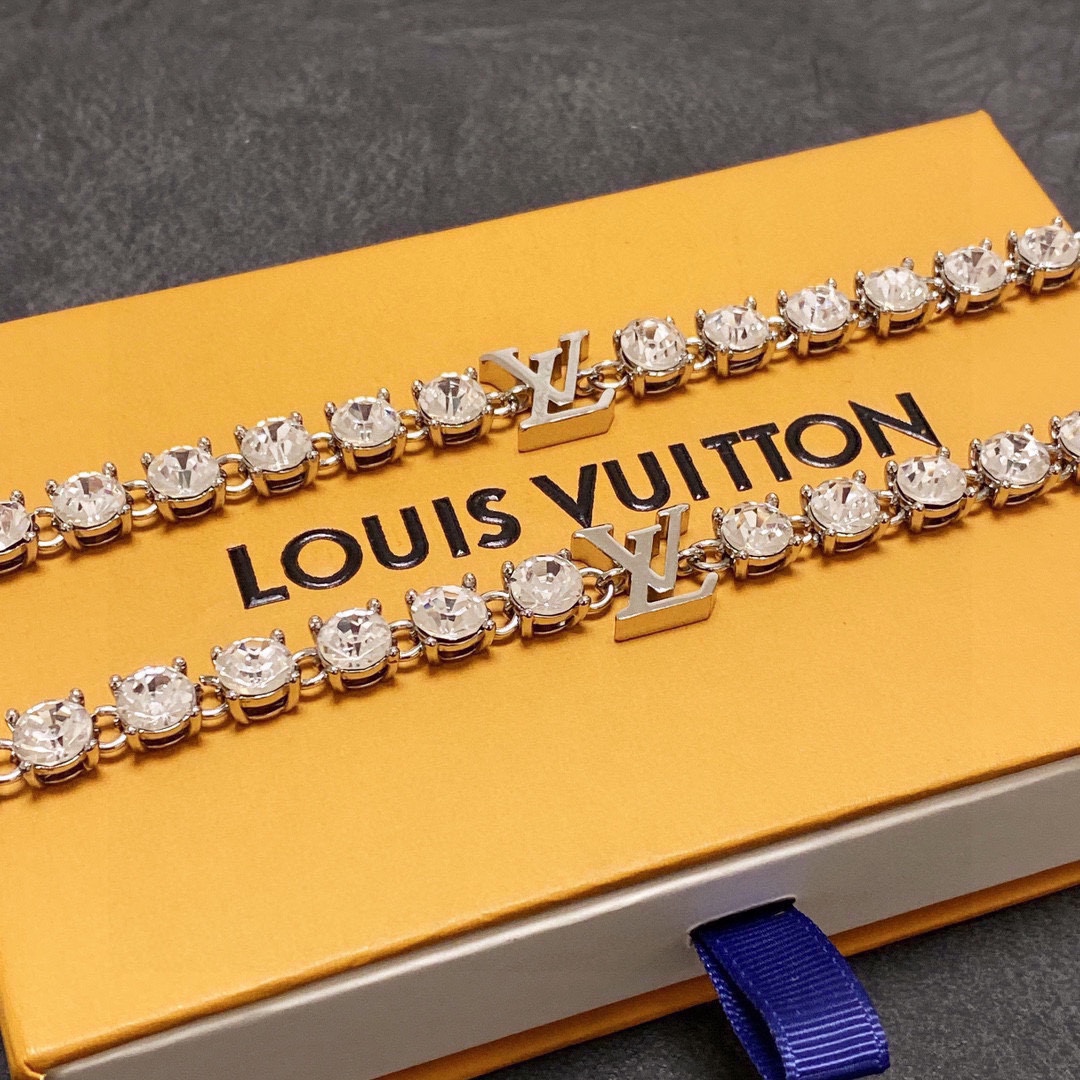 Louis Vuitton Imported Rhinestone Zirconia Bracelet 18cm and 21cm two sizes