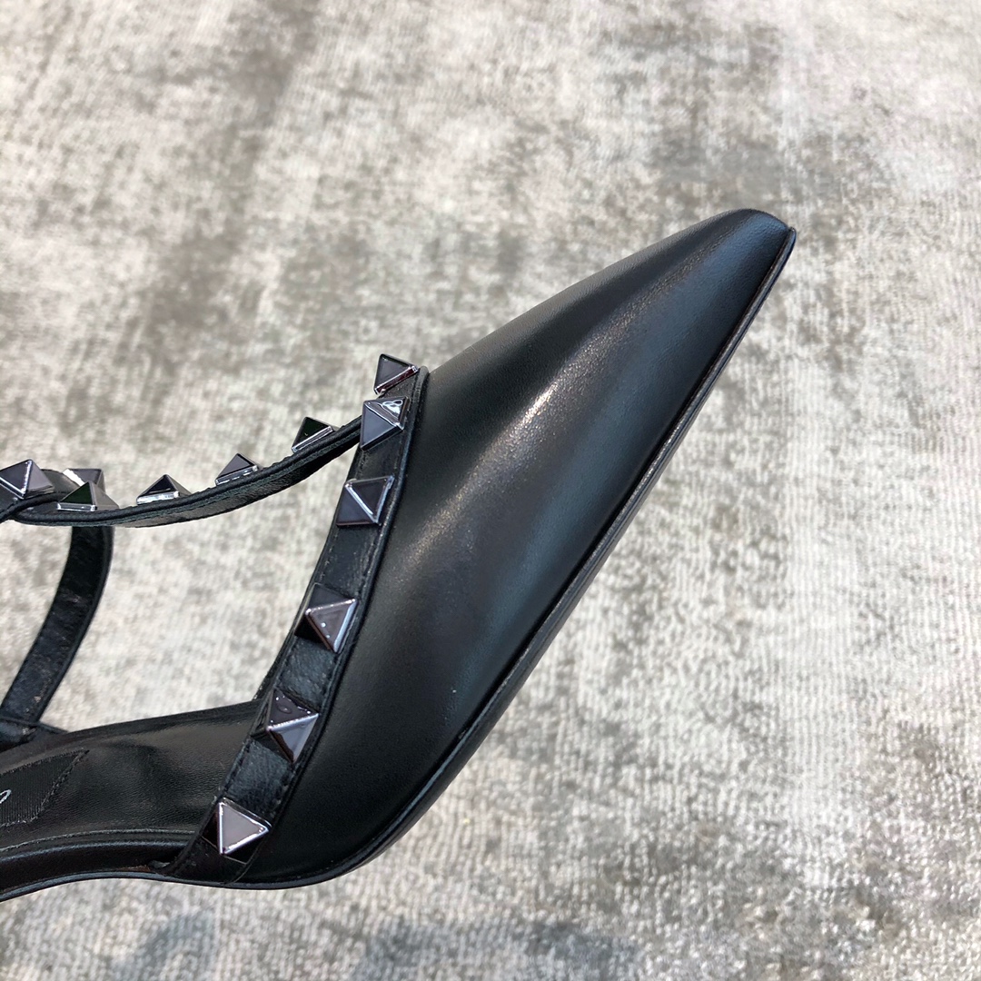 Valentino VT Collection Triple Strap Mid Heel 6.5cm Black