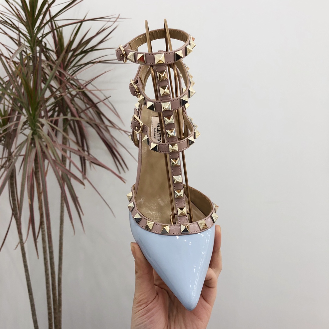 【Valentino】Valentino Valentino top version blue patent leather 3 with 6.5cm high heels