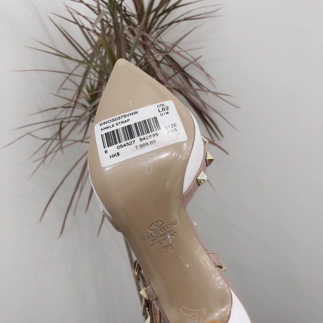 【Valentino】Valentino Valentino top version matte white 3 strap 6.5cm high heels