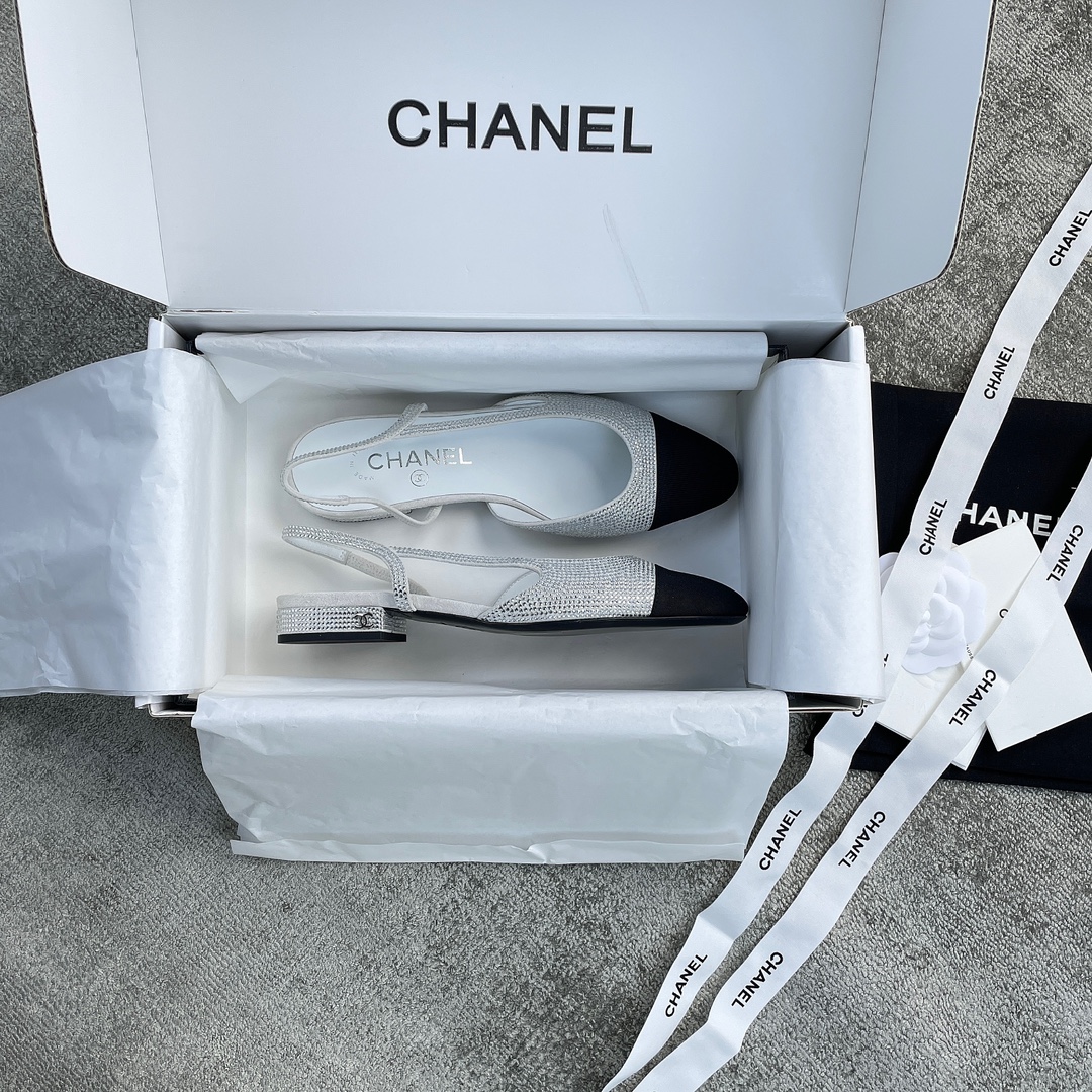 CHANEL classic sling back back hollow sandals Italy high density leather outsole