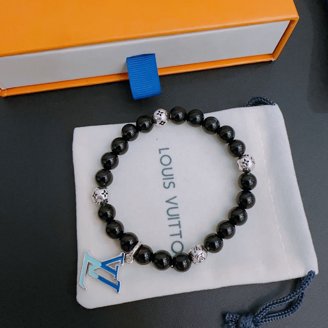 Louis Vuitton 🇷🇼 multi-element onyx thai silver style bracelet