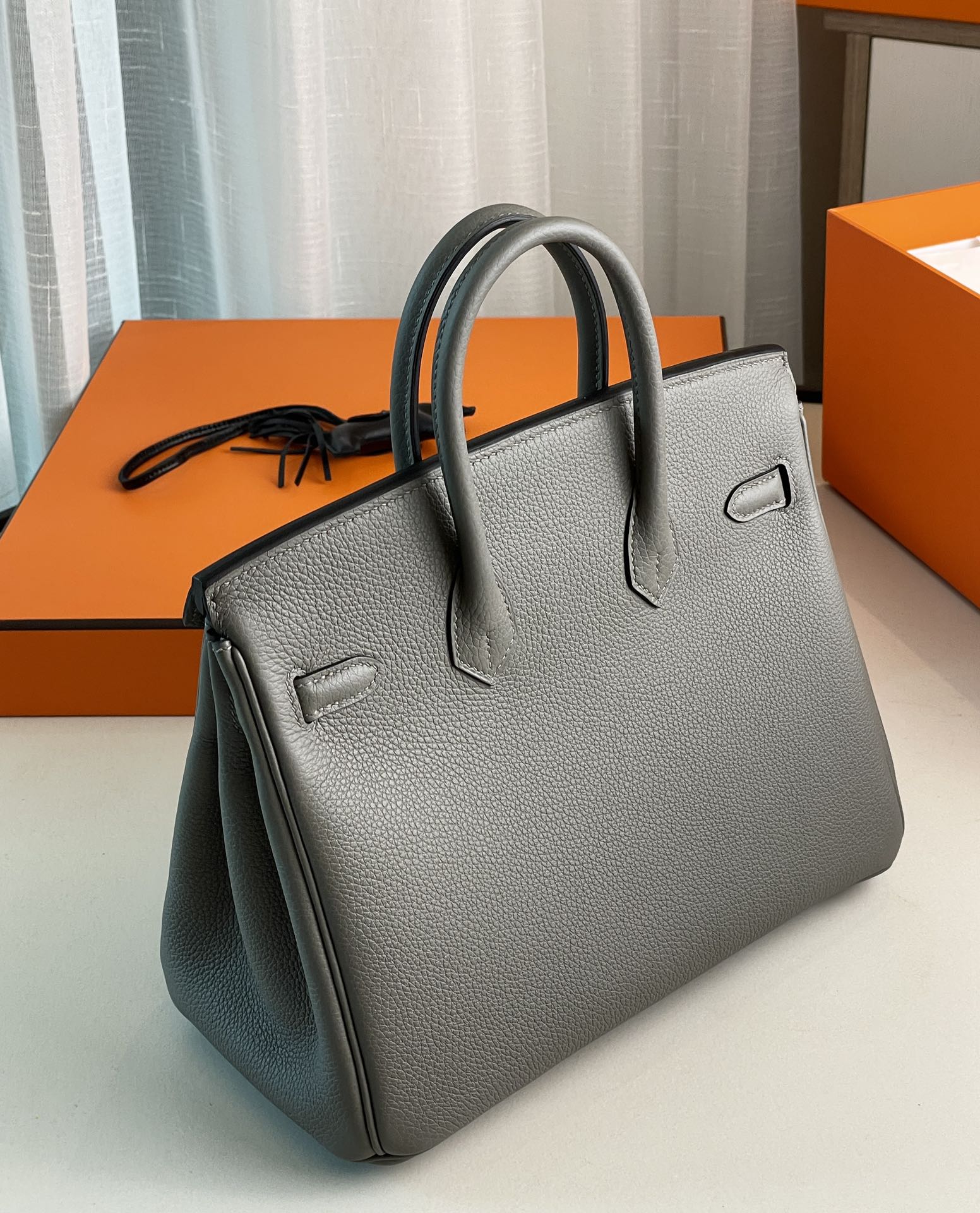 Birkin25 togo Pi Ji Yu Yun Grey Silver Buckle