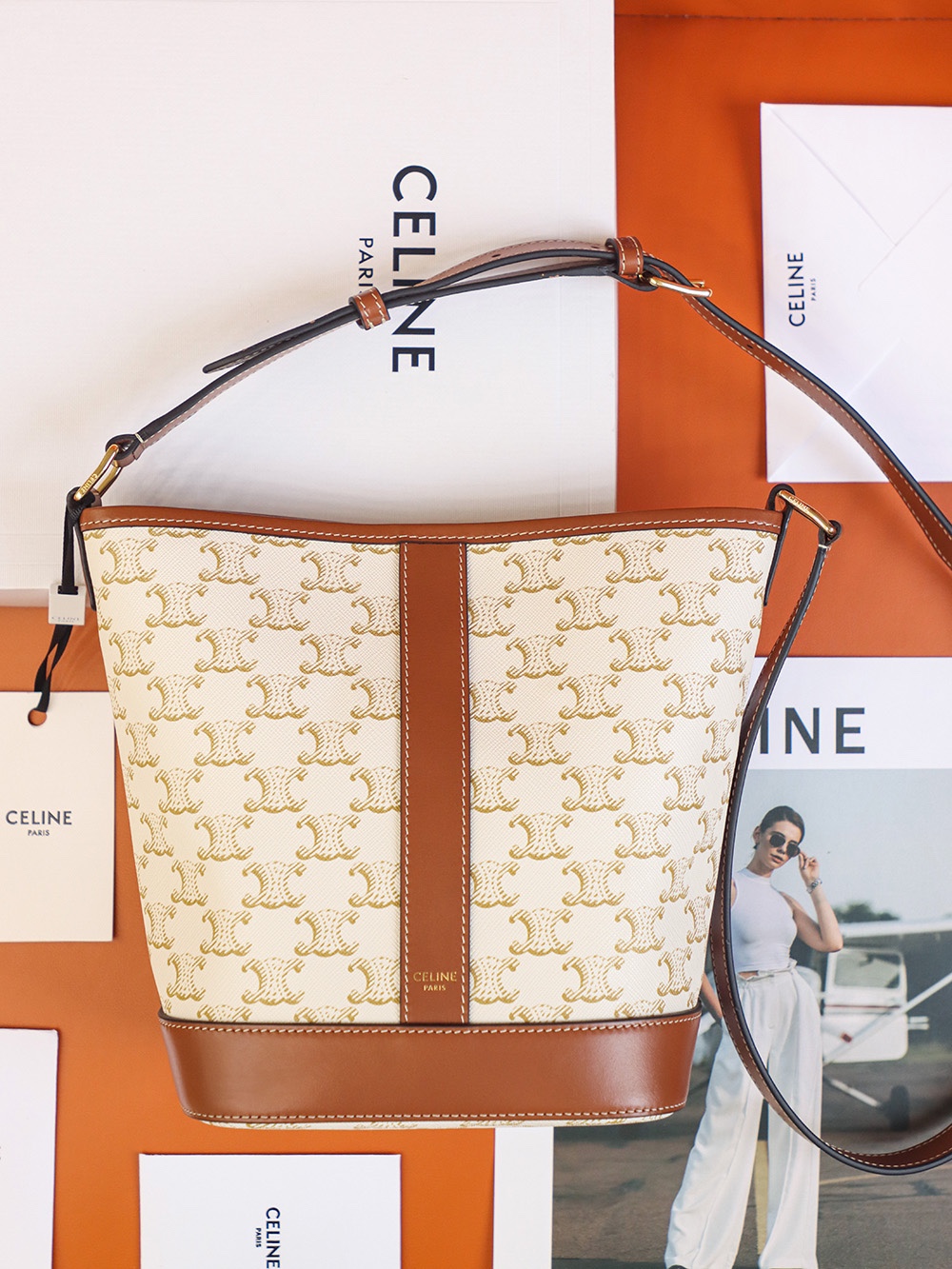 𝐂𝐞𝐥𝐢𝐧𝐞𝐓𝐑𝐈𝐎𝐌𝐏𝐇𝐄 𝐂𝐀𝐍𝐕𝐀𝐒 bucket bag #191442