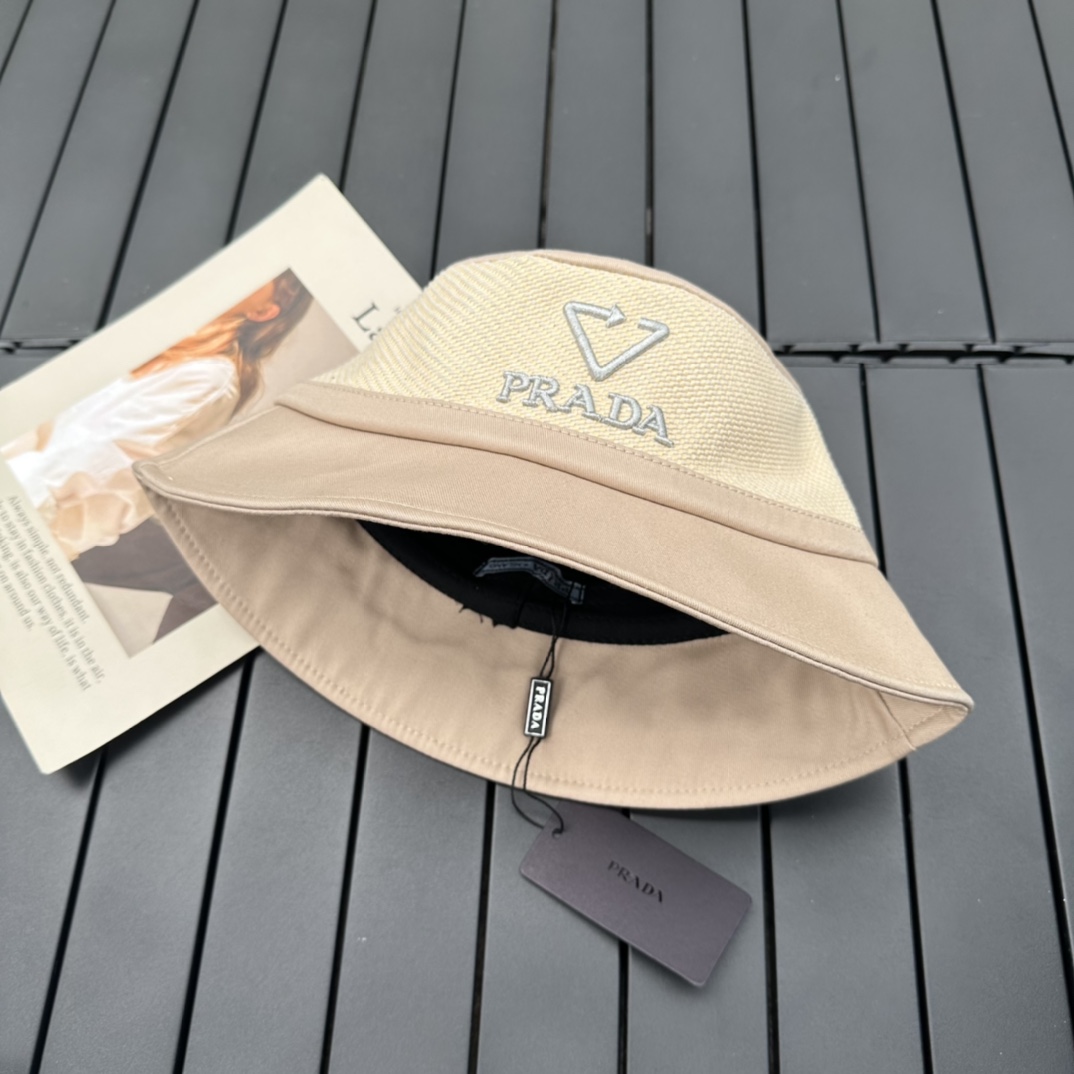 prada classic triangle bucket hat