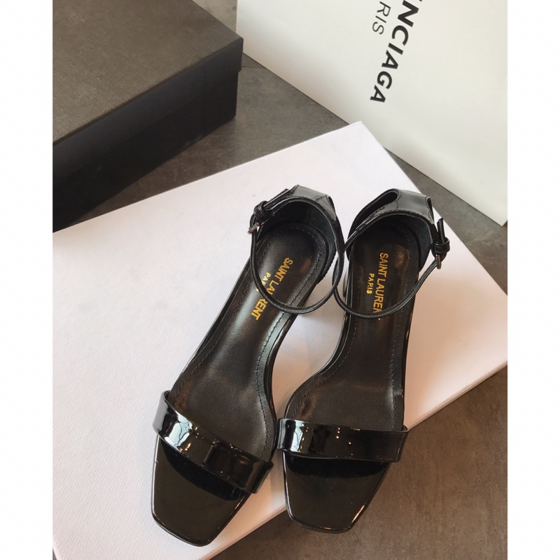 【Saint Laurene Saint Laurent】 YSL summer model thick heeled sandals with 6.5cm high