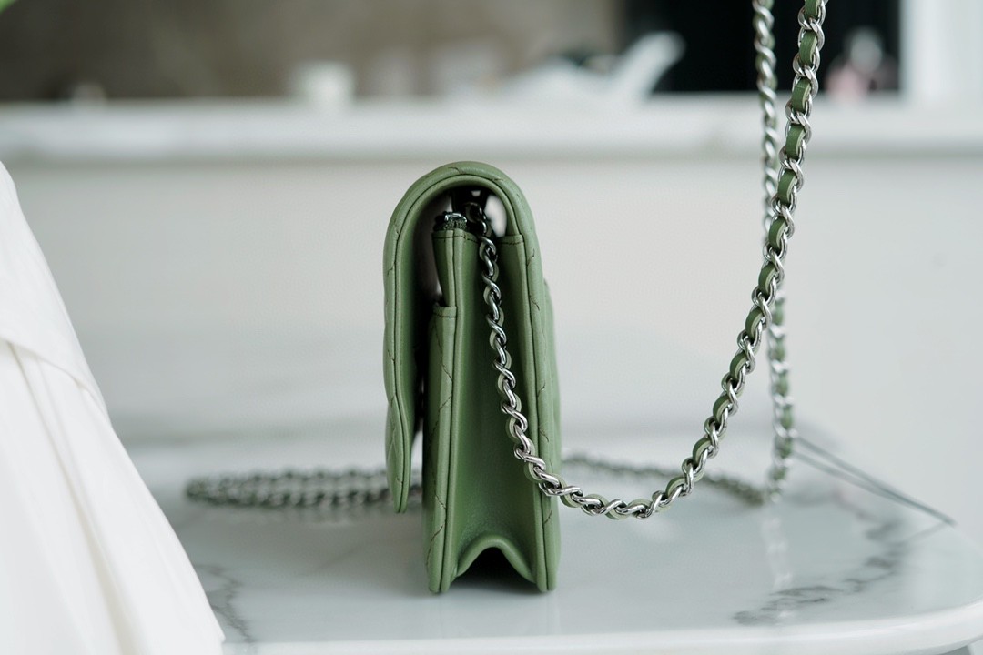 CHANEL 𝑾𝒐𝒄 Hairy Bag Entry Classic 𝑾𝒐𝒄𝒄𝑾𝒐𝒄 (Magnetic Closure) (Lambskin) Matcha Green