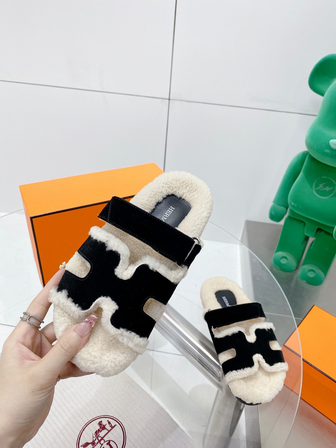 Hermes teddy fur uncle shoes