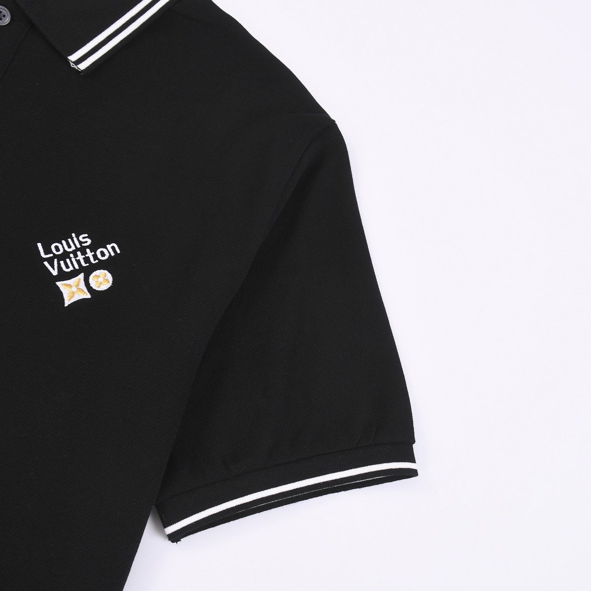 Louis Vuitton New three-flower LOGO embroidered polo shirt with lapel