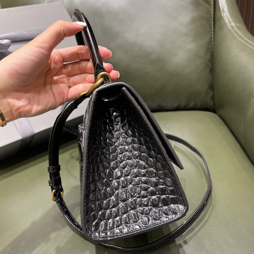 BALENCIAGA 𝐇𝐨𝐮𝐫𝐠𝐥𝐚𝐬𝐬𝐬 𝐒 crocodile-textured cowhide