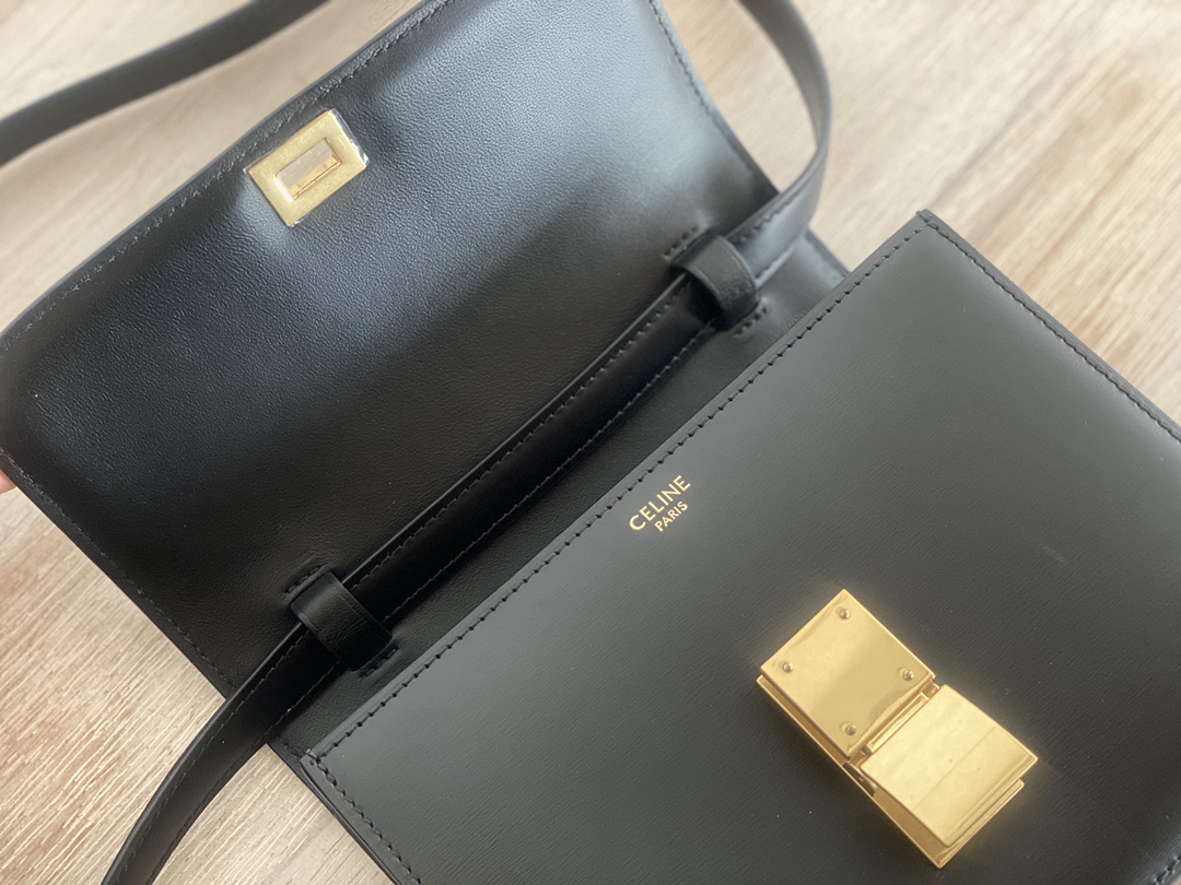 𝐂𝐞𝐥𝐢𝐧𝐞 Box Teen bag in polished calfskin